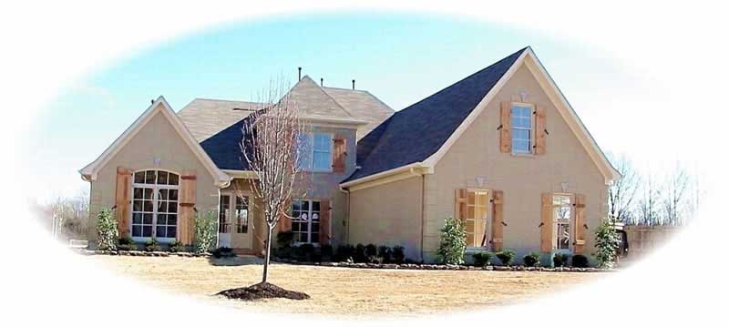 Front view of French home (ThePlanCollection: House Plan #170-2108)
