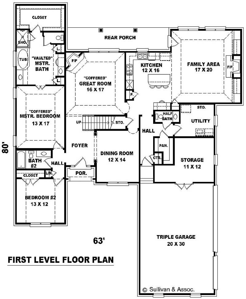 Floor Plan First Story of French Plan #170-2108