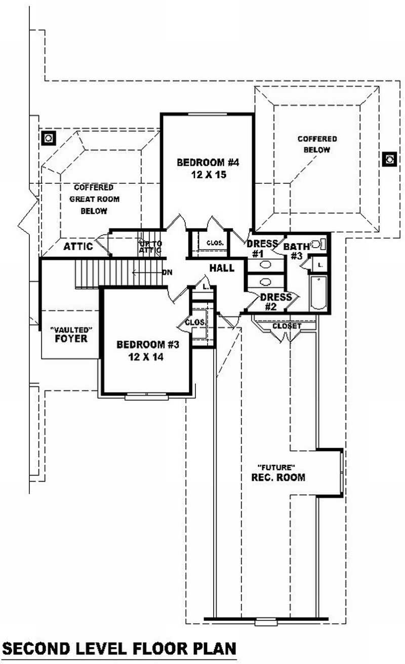 Floor Plan Second Story of French Plan #170-2108