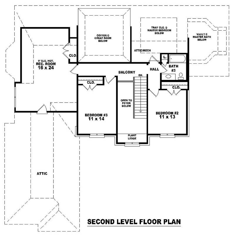 Floor Plan Second Story of Country Plan #170-2111