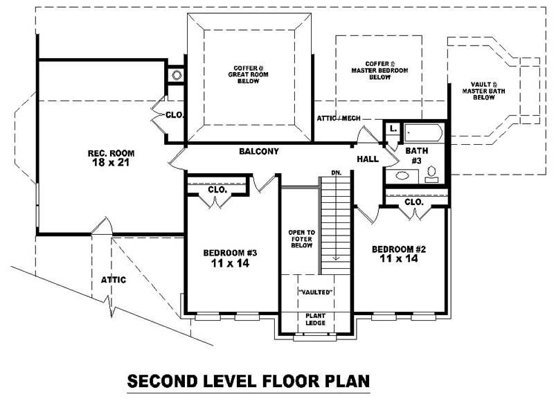 Floor Plan Second Story of French Plan #170-2112