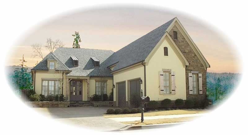 Front view of French home (ThePlanCollection: House Plan #170-2115)