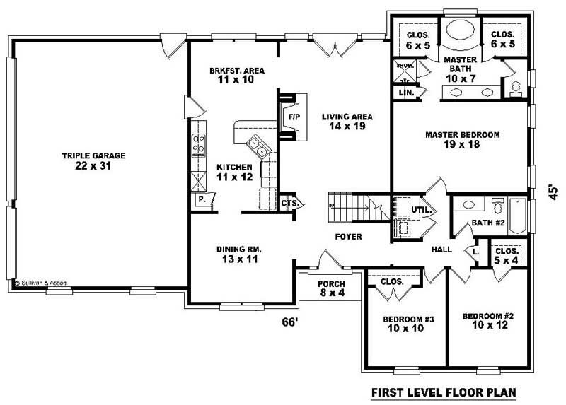 Floor Plan First Story of Small House Plans #170-2116