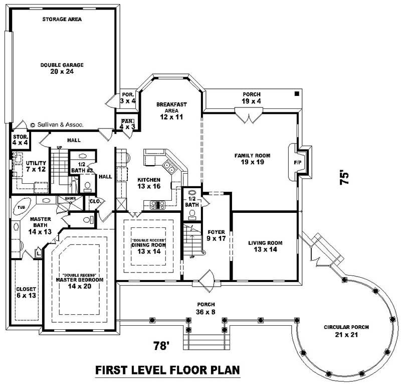 Floor Plan First Story of Country Plan #170-2120