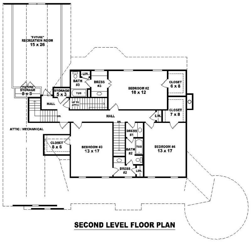Floor Plan Second Story of Country Plan #170-2120
