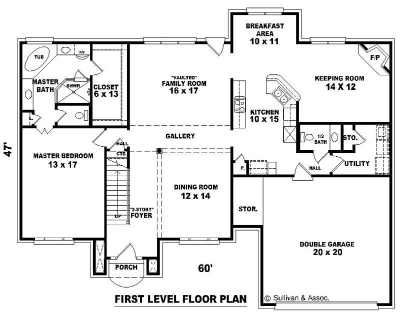 Floor Plan First Story of Traditional Plan #170-2122
