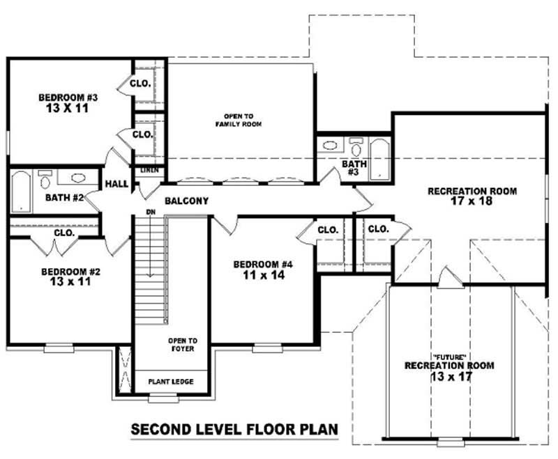 Floor Plan Second Story of Traditional Plan #170-2122