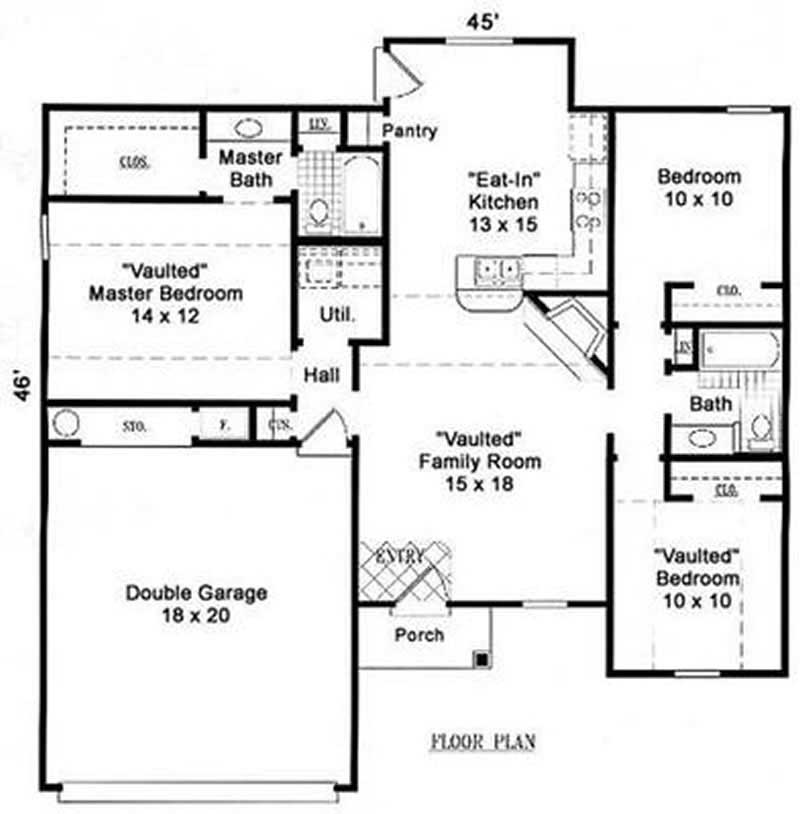 Floor Plan First Story of Ranch Plan #170-2123