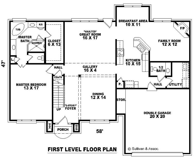 Floor Plan First Story of Traditional Plan #170-2132