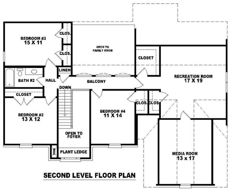 Floor Plan Second Story of Traditional Plan #170-2132