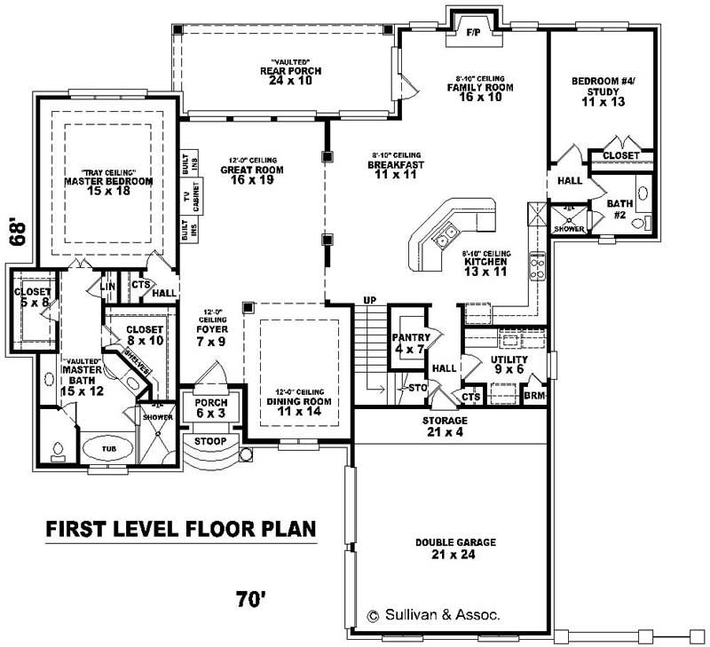 Floor Plan First Story of Country Plan #170-2134