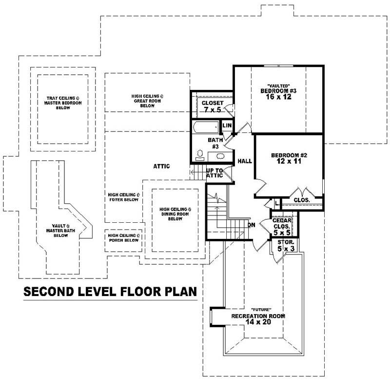 Floor Plan Second Story of Country Plan #170-2134