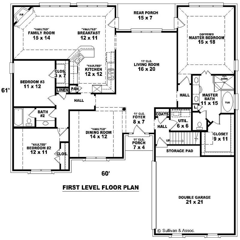 Floor Plan First Story of French Plan #170-2140