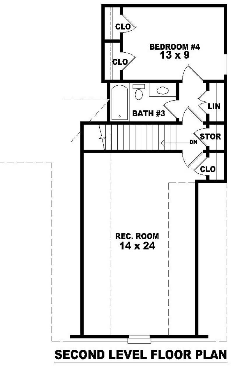 Floor Plan Second Story of French Plan #170-2140