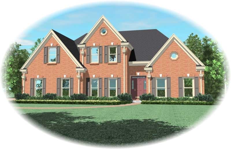 Front view of French home (ThePlanCollection: House Plan #170-2145)