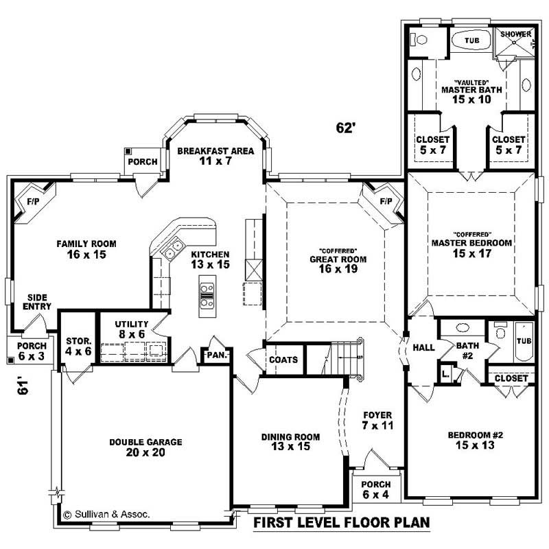 Floor Plan First Story of French Plan #170-2145