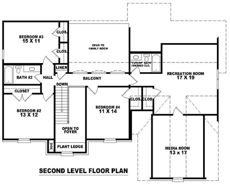 Floor Plan Second Story of Traditional Plan #170-2147