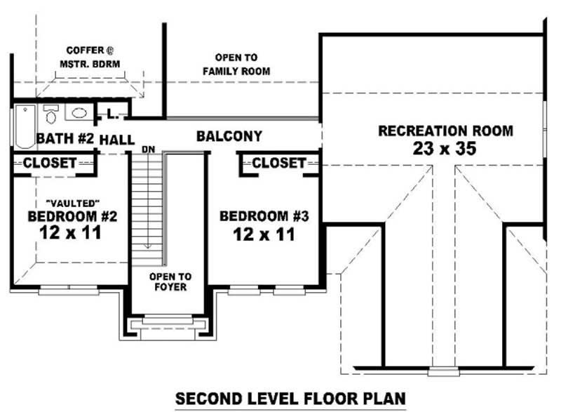 Floor Plan Second Story of Traditional Plan #170-2148