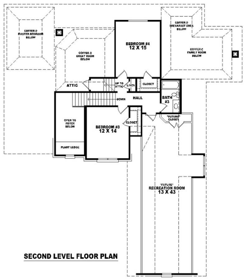 Floor Plan Second Story of French Plan #170-2153