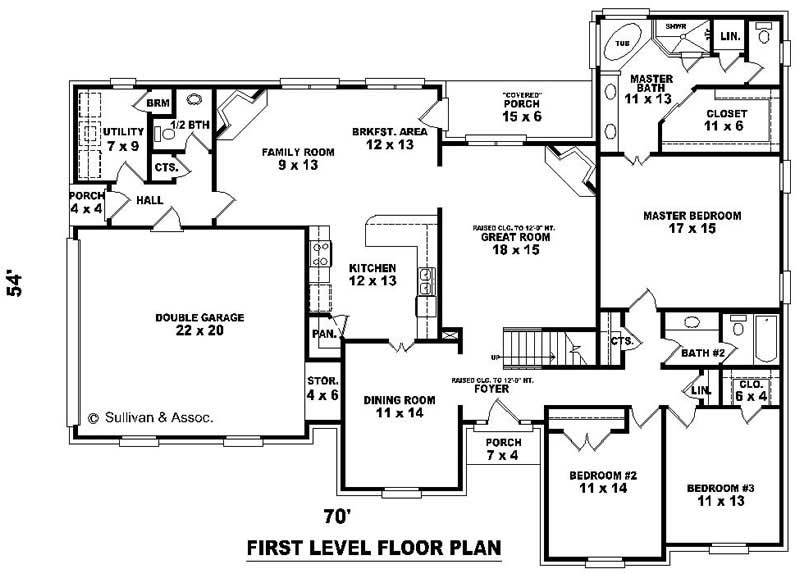 Floor Plan First Story of French Plan #170-2155