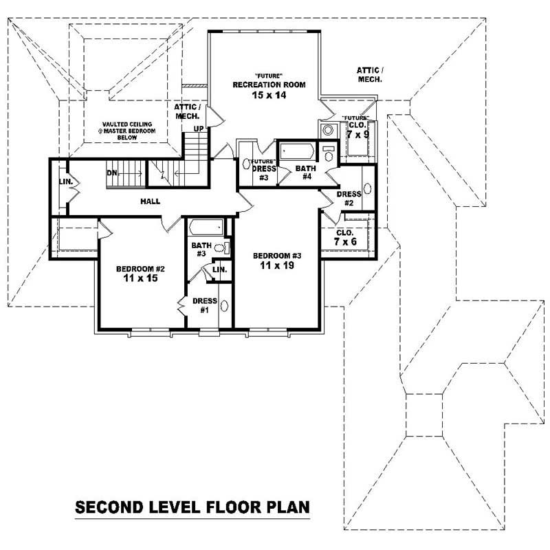 Floor Plan Second Story of French Plan #170-2156
