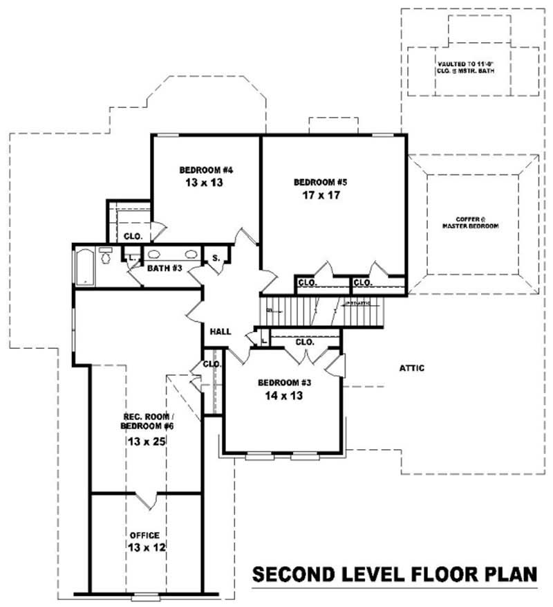 Floor Plan Second Story of French Plan #170-2158