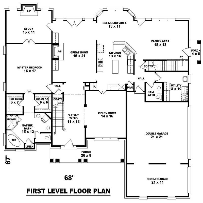 Floor Plan First Story of Luxury Plan #170-2159