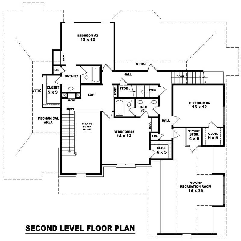 Floor Plan Second Story of Luxury Plan #170-2159