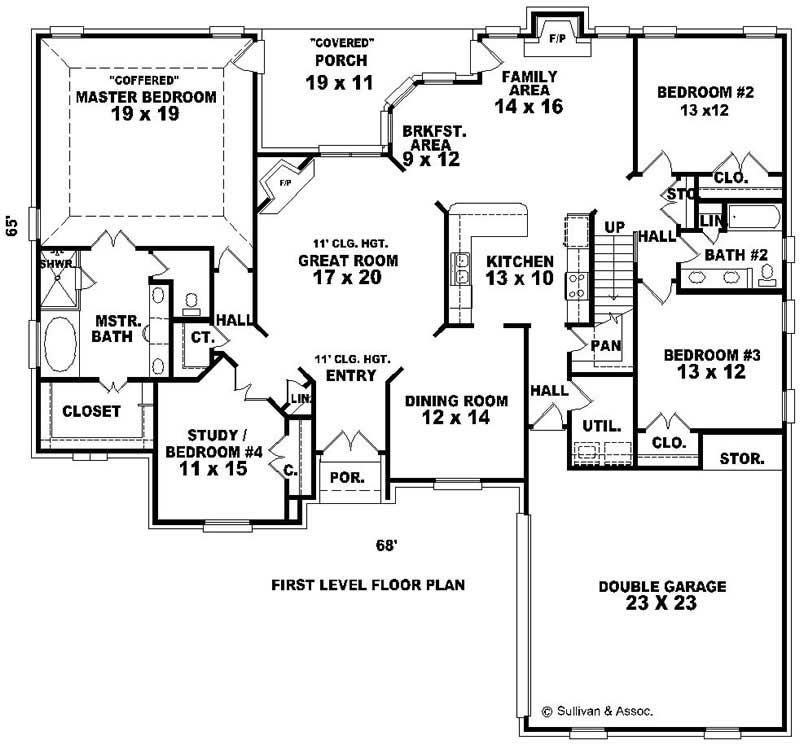 Floor Plan First Story of Country Plan #170-2160