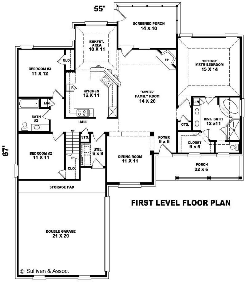 Floor Plan First Story of French Plan #170-2166