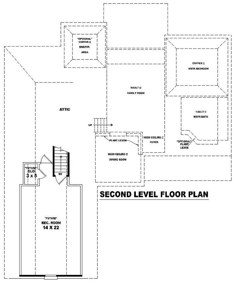 Floor Plan Second Story of French Plan #170-2166