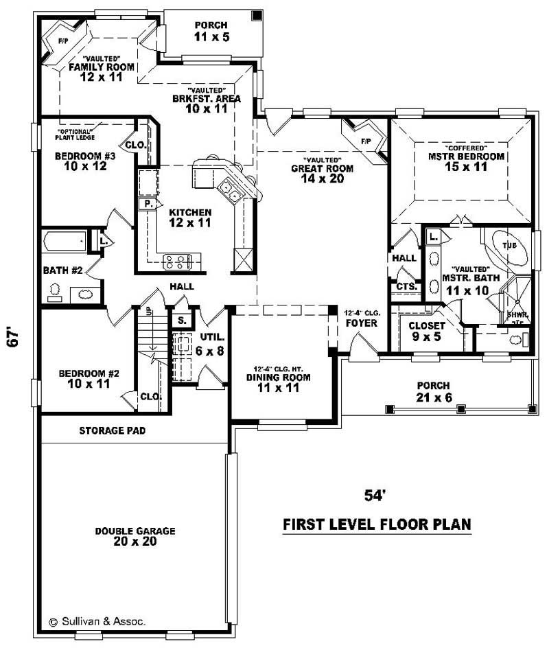 Floor Plan First Story of French Plan #170-2167