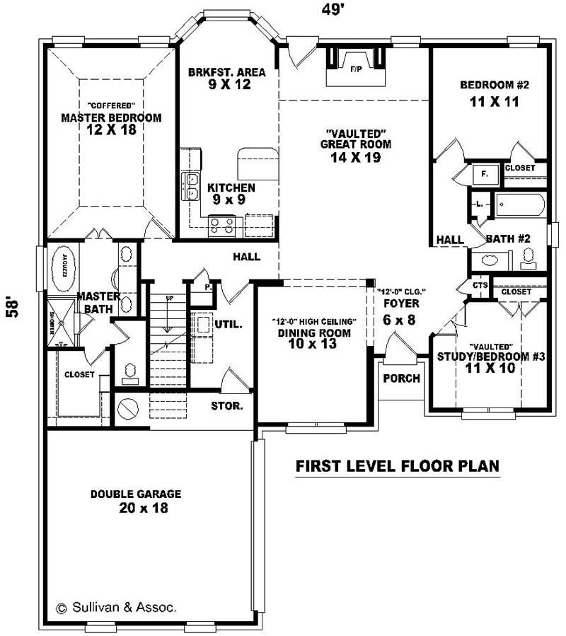 Floor Plan First Story of Small House Plans #170-2169