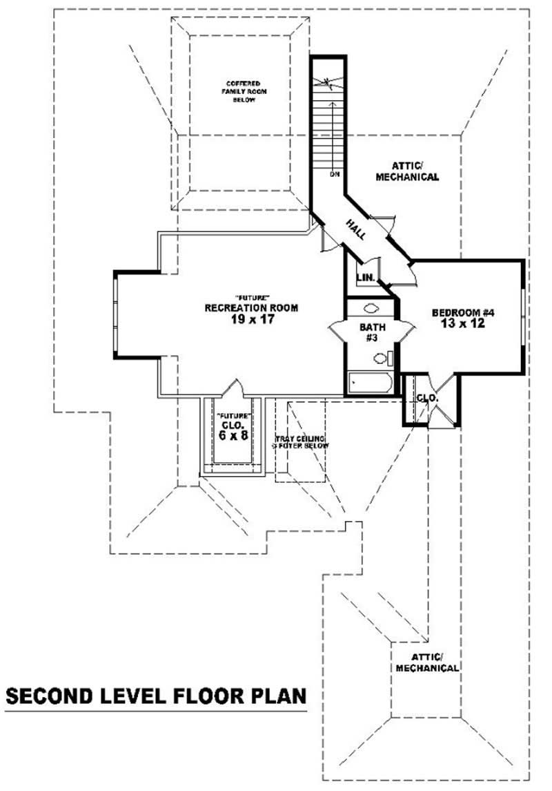 Floor Plan Second Story of French Plan #170-2170