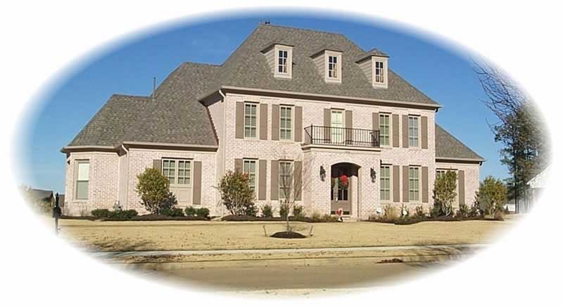 Front view of French home (ThePlanCollection: House Plan #170-2179)