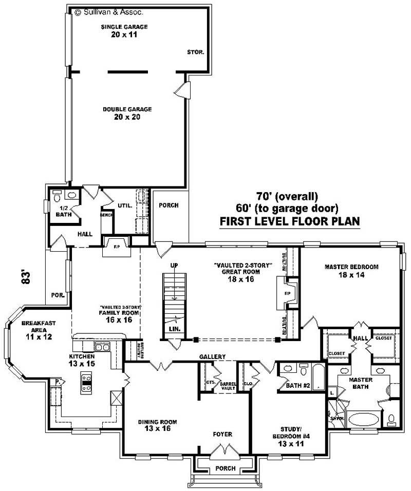 Floor Plan First Story of French Plan #170-2179