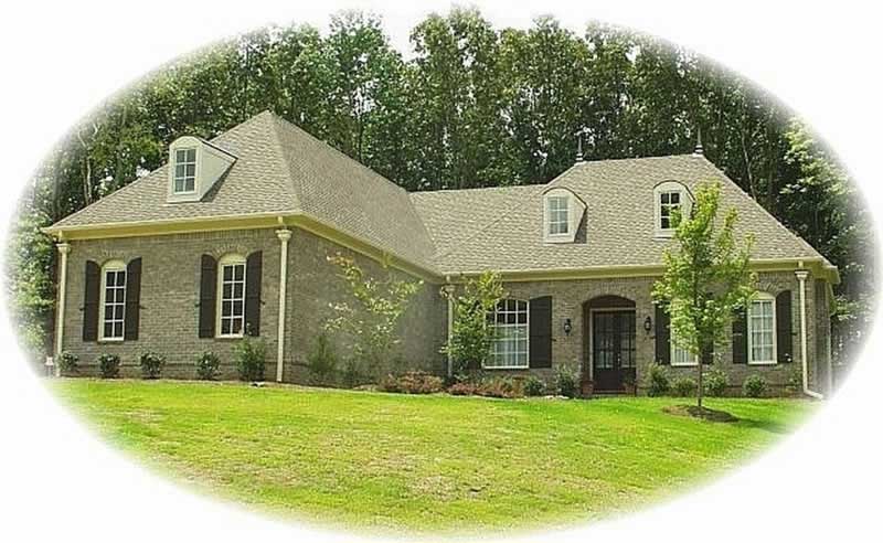 Front view of French home (ThePlanCollection: House Plan #170-2180)