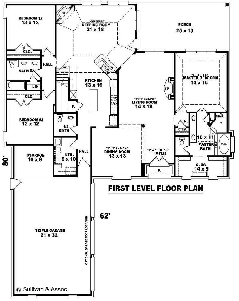 Floor Plan First Story of French Plan #170-2180
