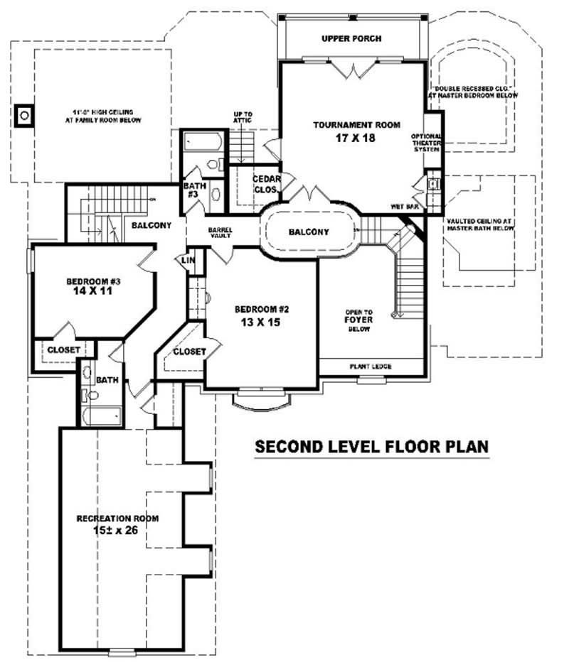 Floor Plan Second Story of French Plan #170-2182