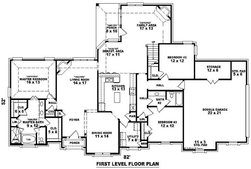 Floor Plan First Story of French Plan #170-2184