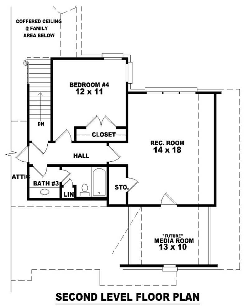 Floor Plan Second Story of French Plan #170-2184