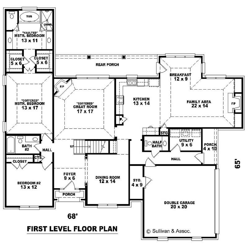 Floor Plan First Story of French Plan #170-2187