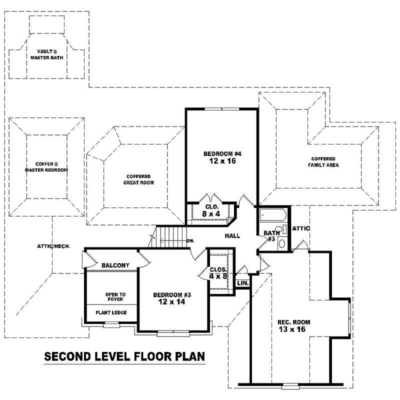 Floor Plan Second Story of French Plan #170-2187