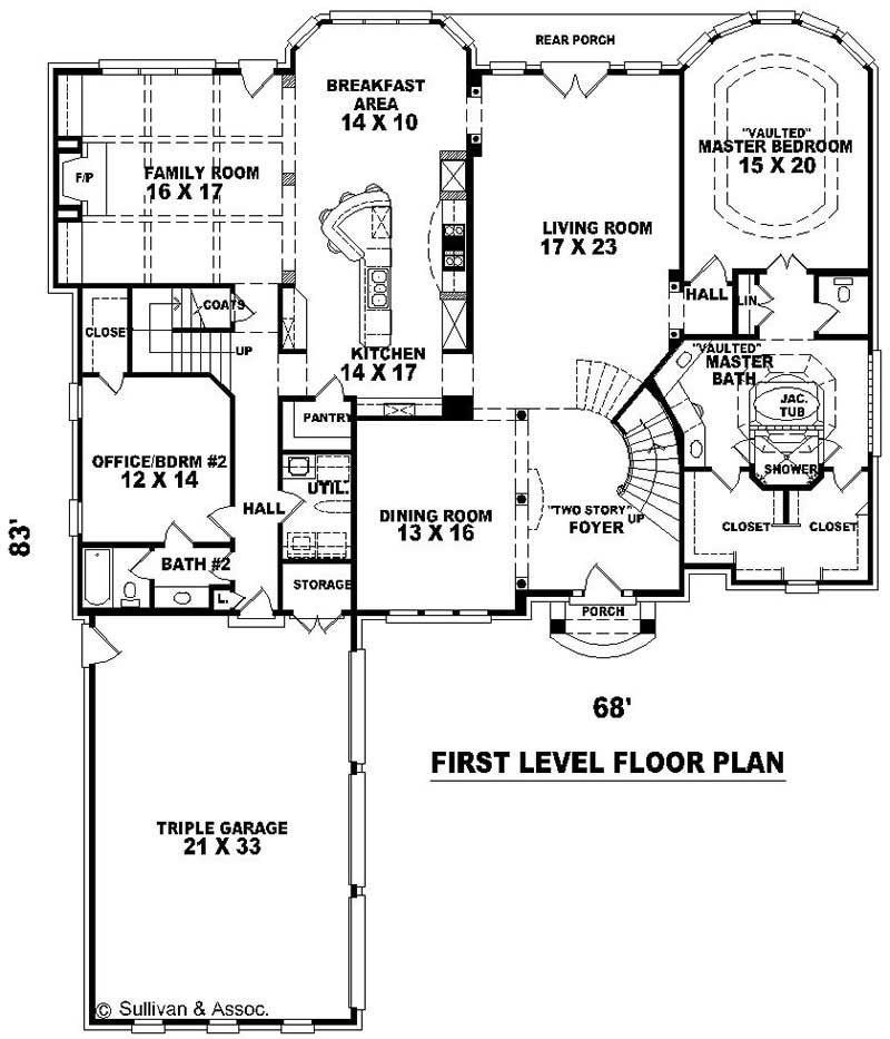 Floor Plan First Story of French Plan #170-2188