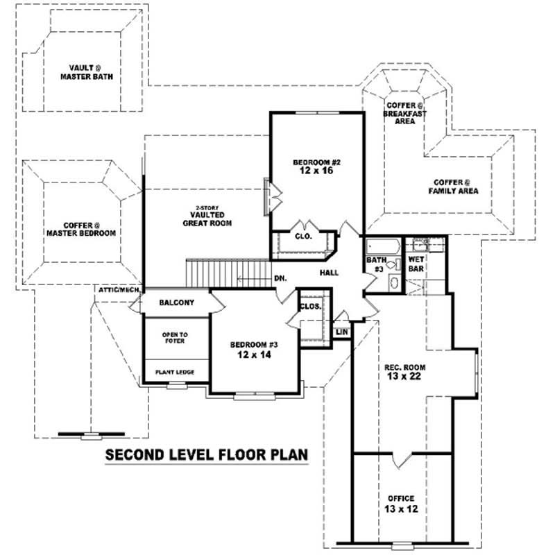 Floor Plan Second Story of French Plan #170-2192