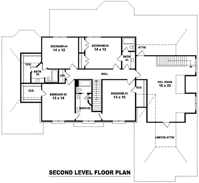 Floor Plan Second Story of French Plan #170-2193