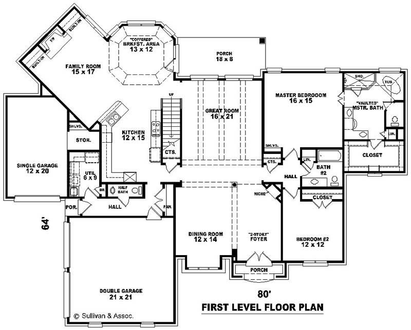 Floor Plan First Story of Country Plan #170-2194
