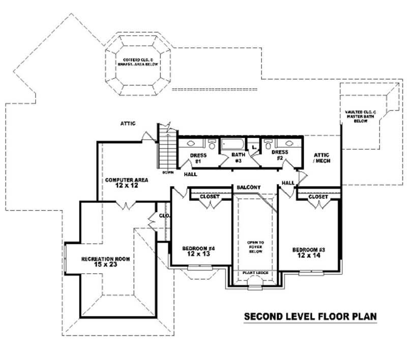 Floor Plan Second Story of Country Plan #170-2194