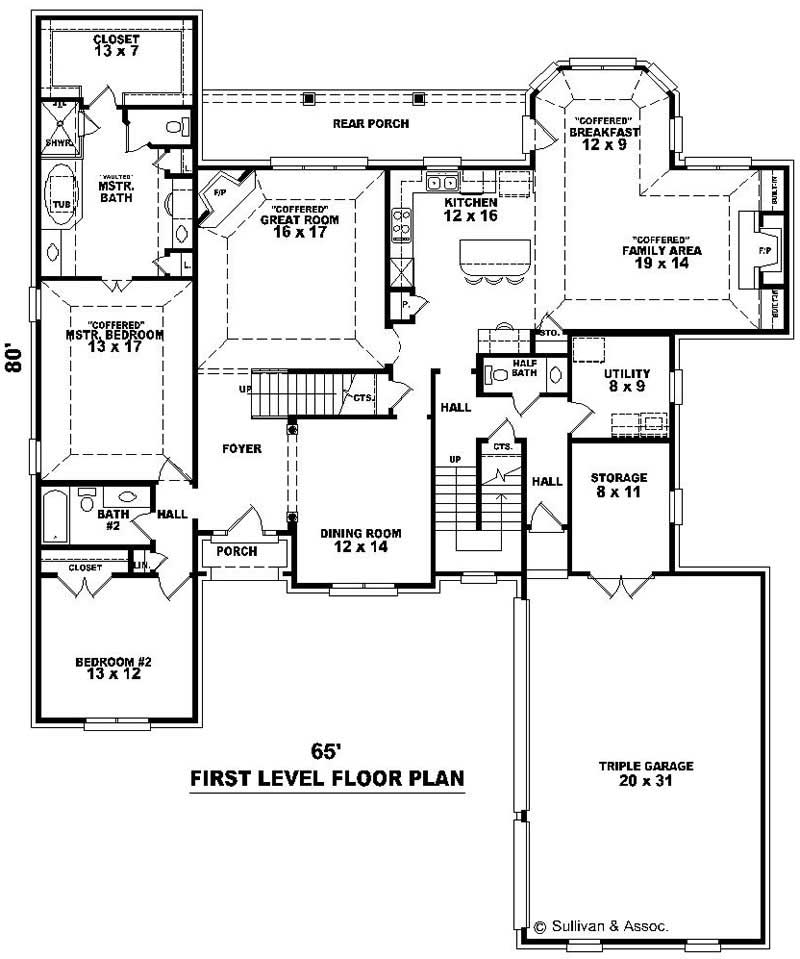 Floor Plan First Story of French Plan #170-2198