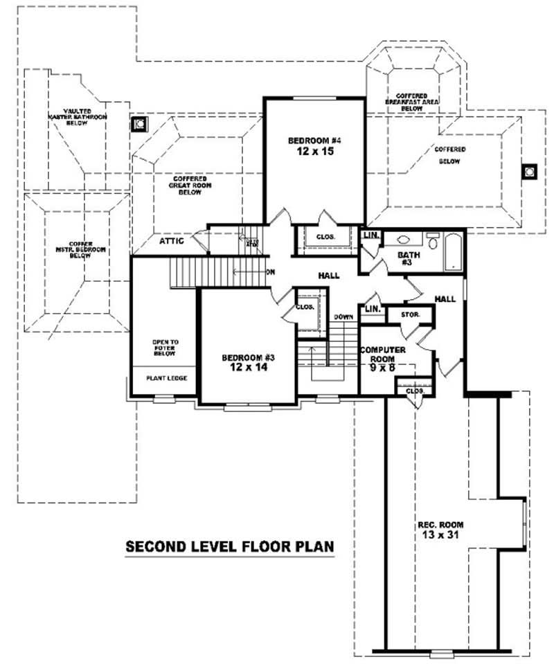 Floor Plan Second Story of French Plan #170-2198